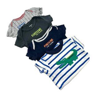 Baby‎ Boy's - 4 Body Suits - Grey, Charcoal, Blue & White, & Navy - Size 3 Month